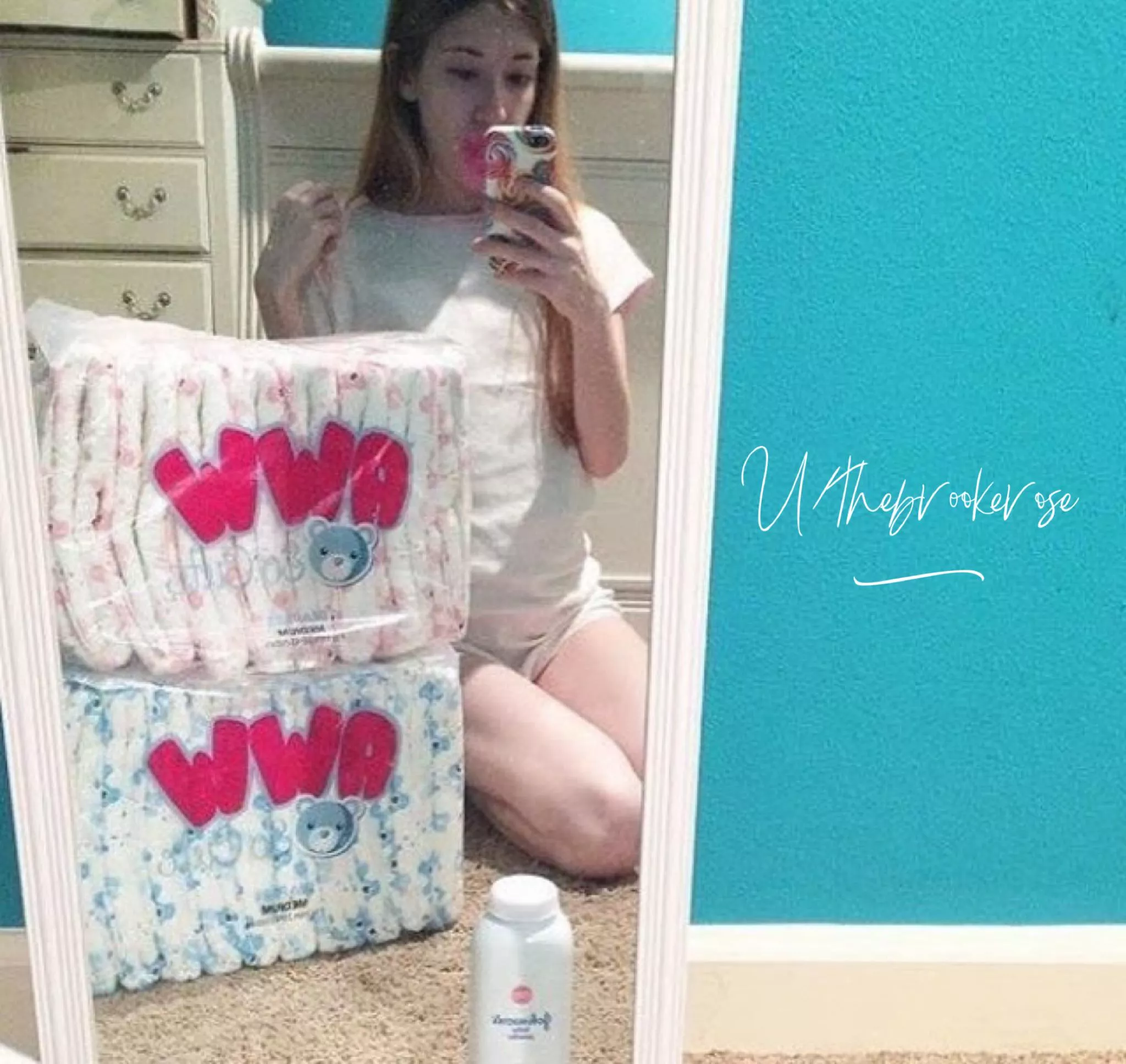18 year old me with my first diaper cases.🩷🍼