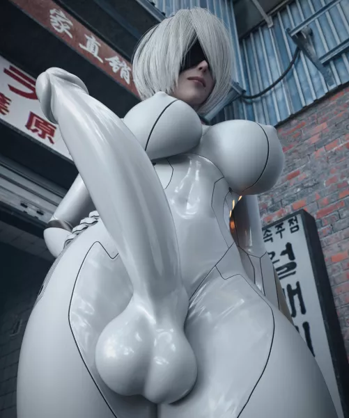 2B Strething out her suit