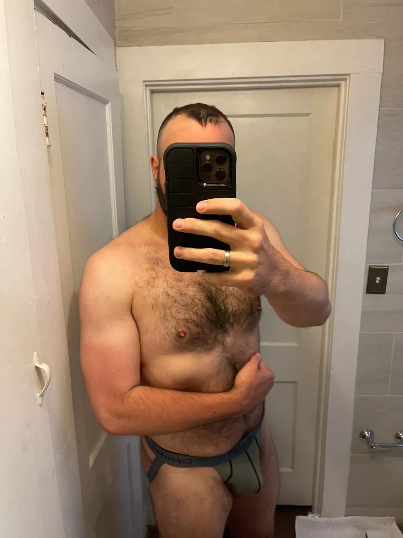 [40] 6’4” 210 lbs….married dad in Texas here. A quick pic before my shower after my 6 am without