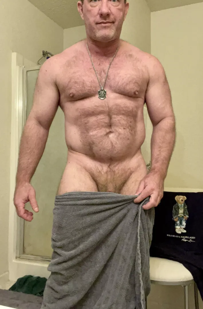 47(M) hot shower feels relaxing after a workout