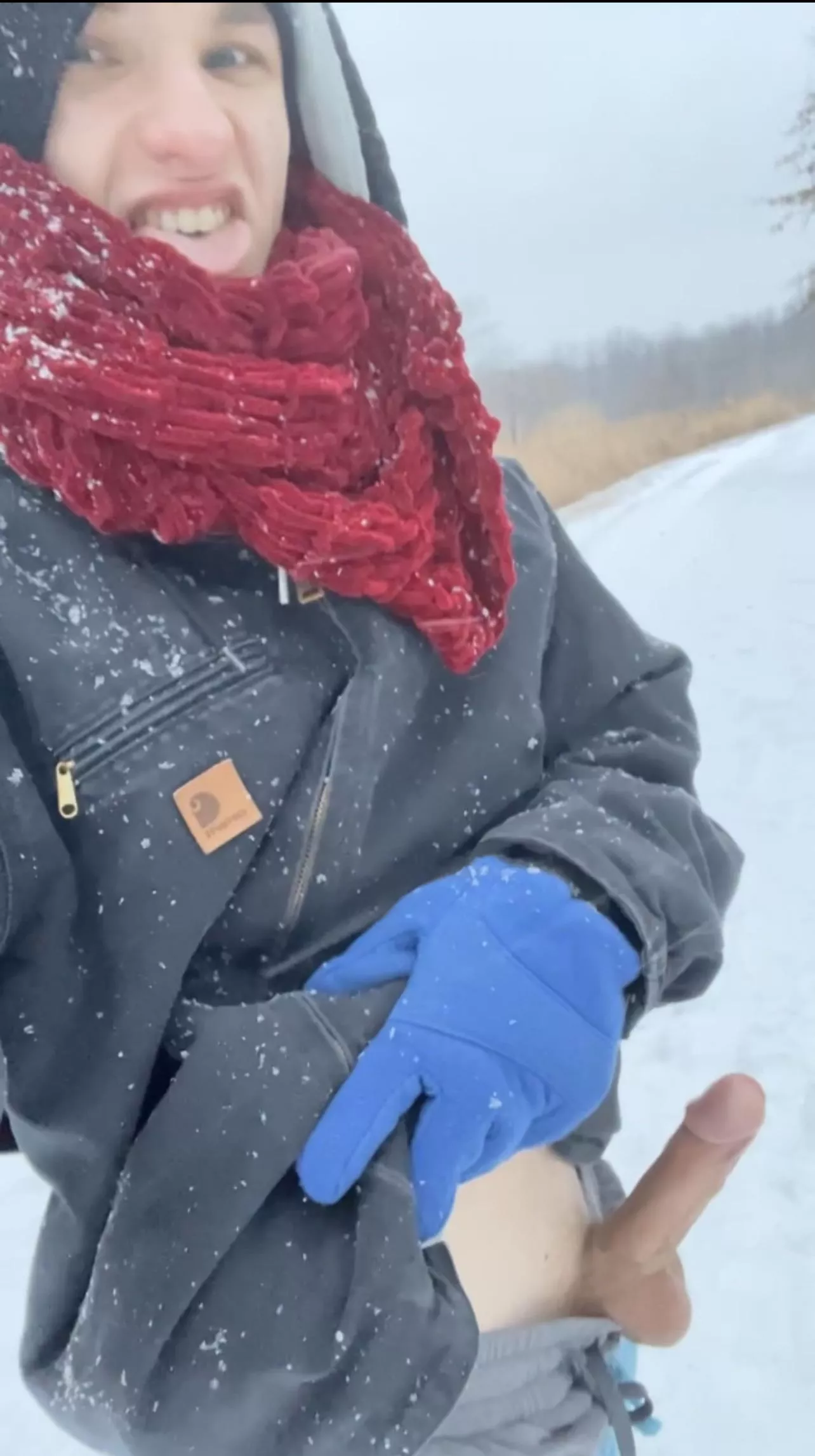 A blizzard is the perfect excuse to get naked on the trails 🥶