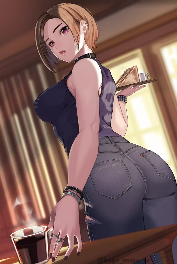 A coffee shop on the outskirts of the city where a punk-type girl lives. [original]