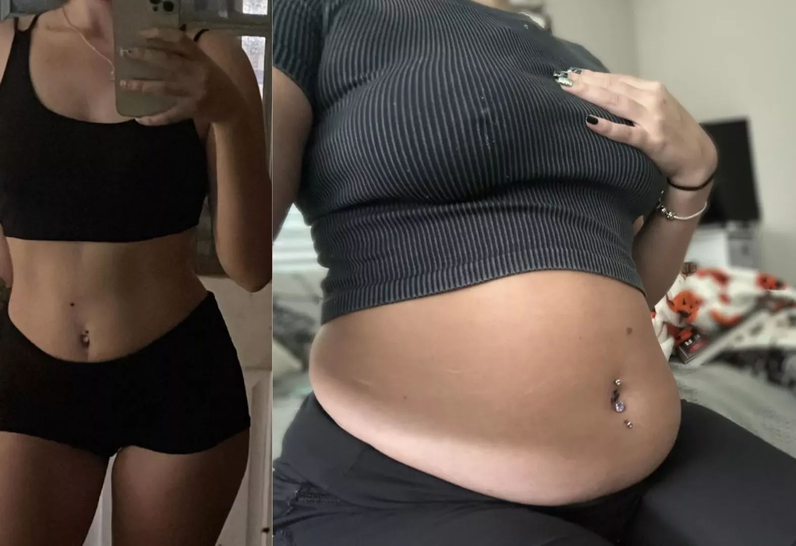 A lil before and after 😝✨🖤🤰🏻