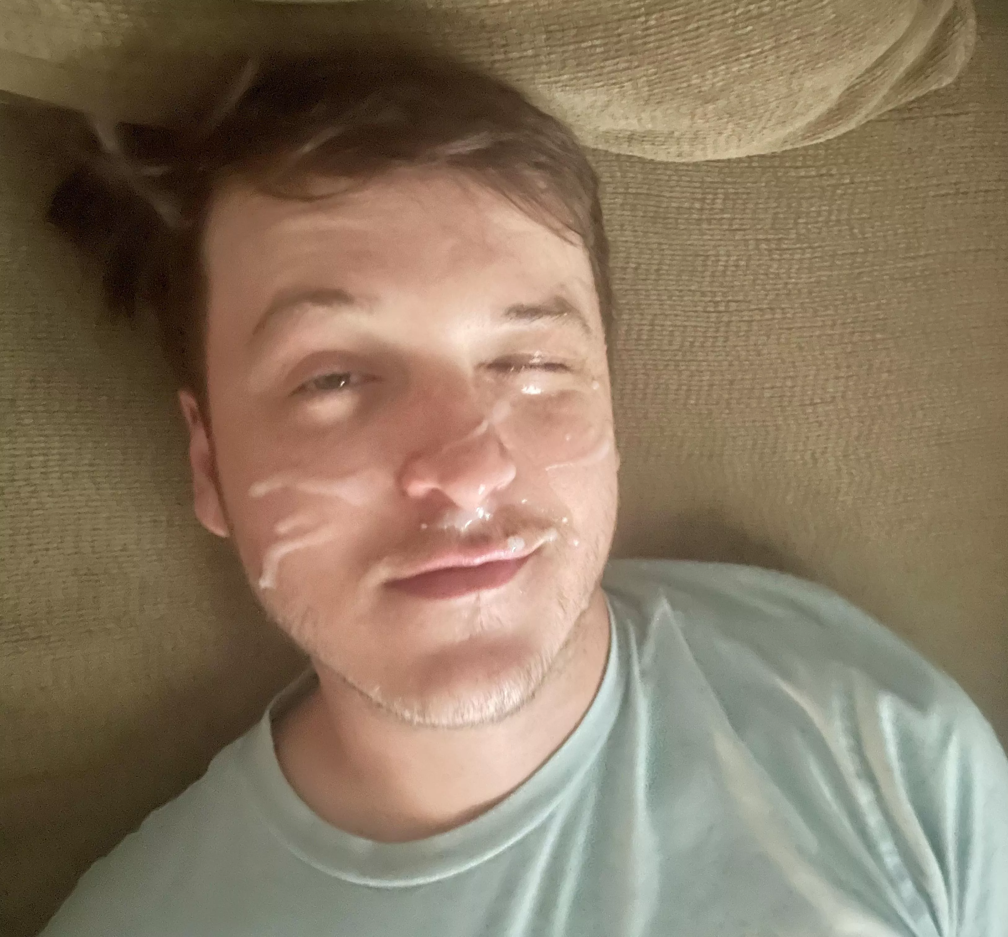 A little cum in the eye to start the day