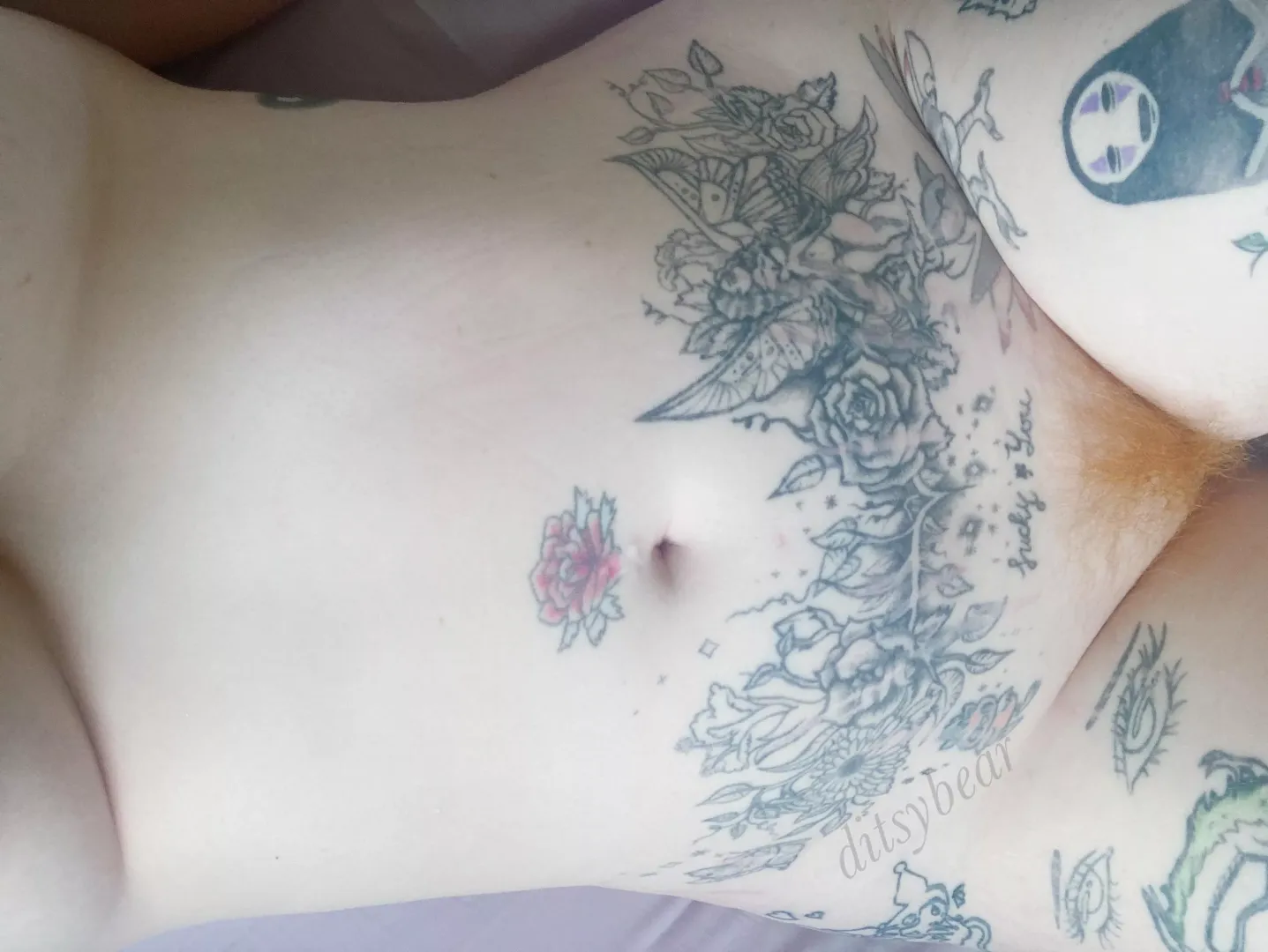 a pale girl with a vibrant bush