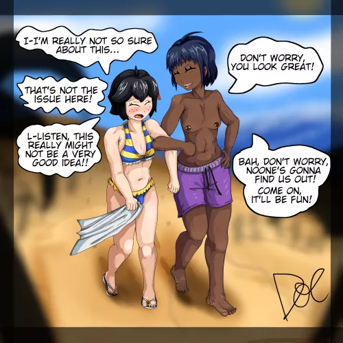 A regular boy and girl at a regular beach, nothing weird here.