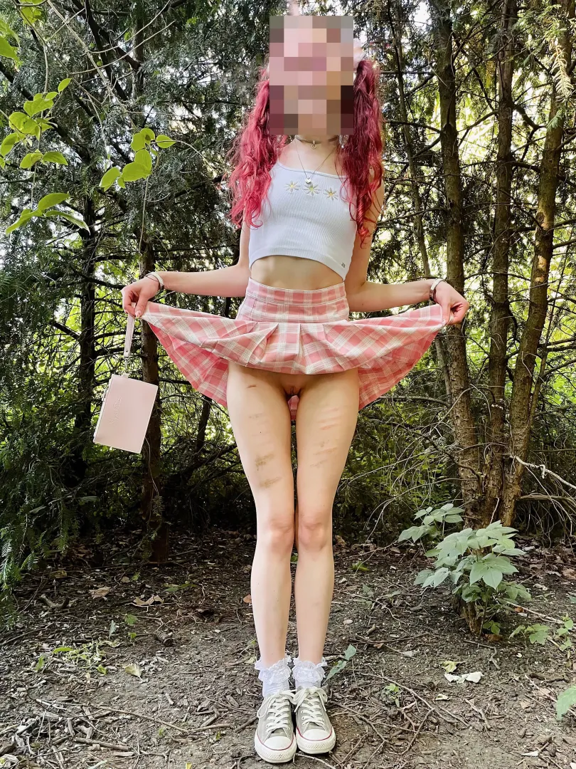 A very naughty 19yr old being forced to show off her caned thighs.