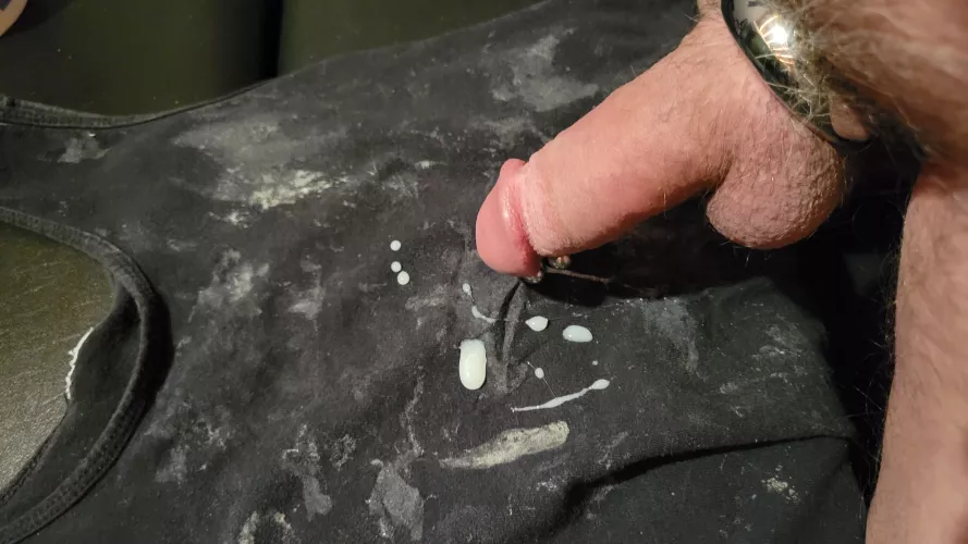 Adding a load to my favorite cum rag shirt.