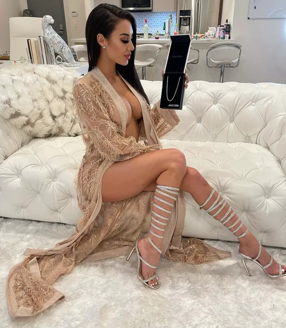 admiring her gift