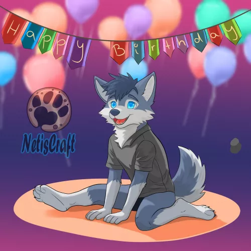 Adorable birthday wolf (NetisCraft) 