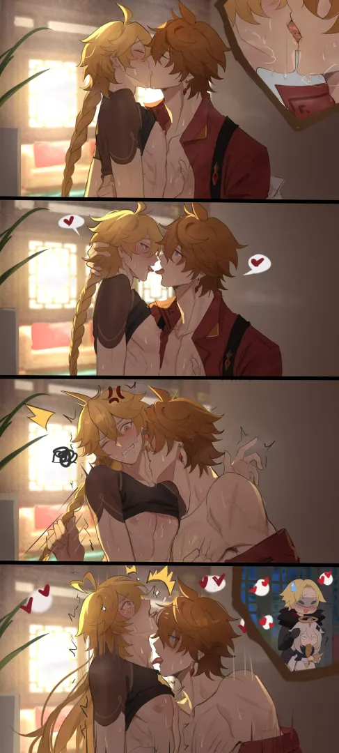 Aether y Childe se meten en una mierda realmente cachonda