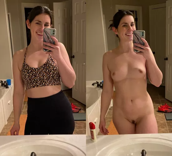 After my sweaty workout this morning.