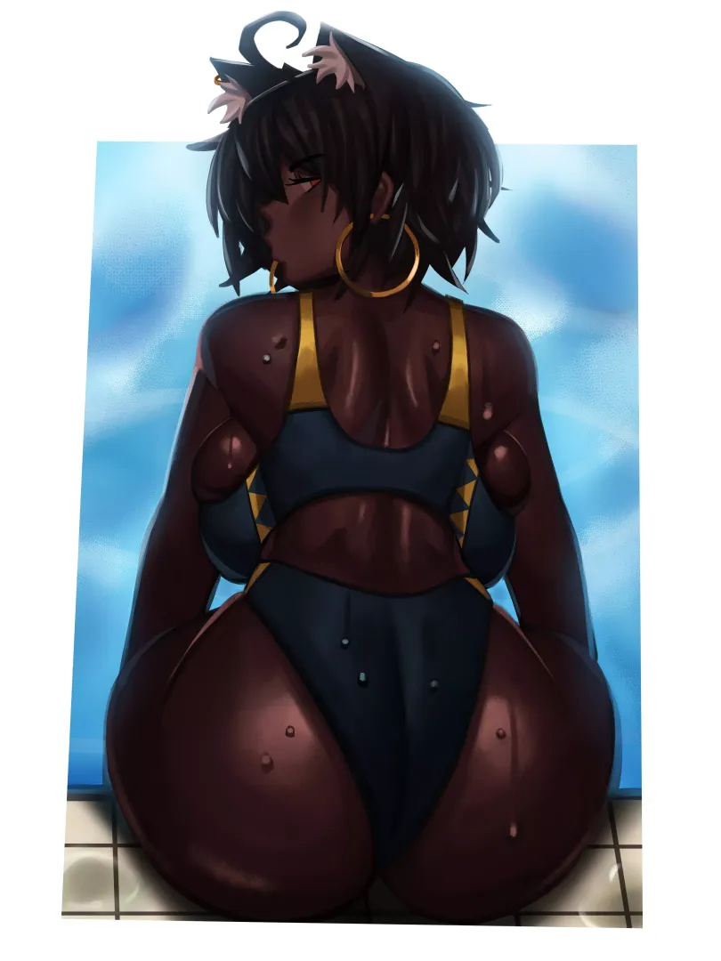 Ahoge Cat Girl Swimsuit Booty (Kevbot) [Original]
