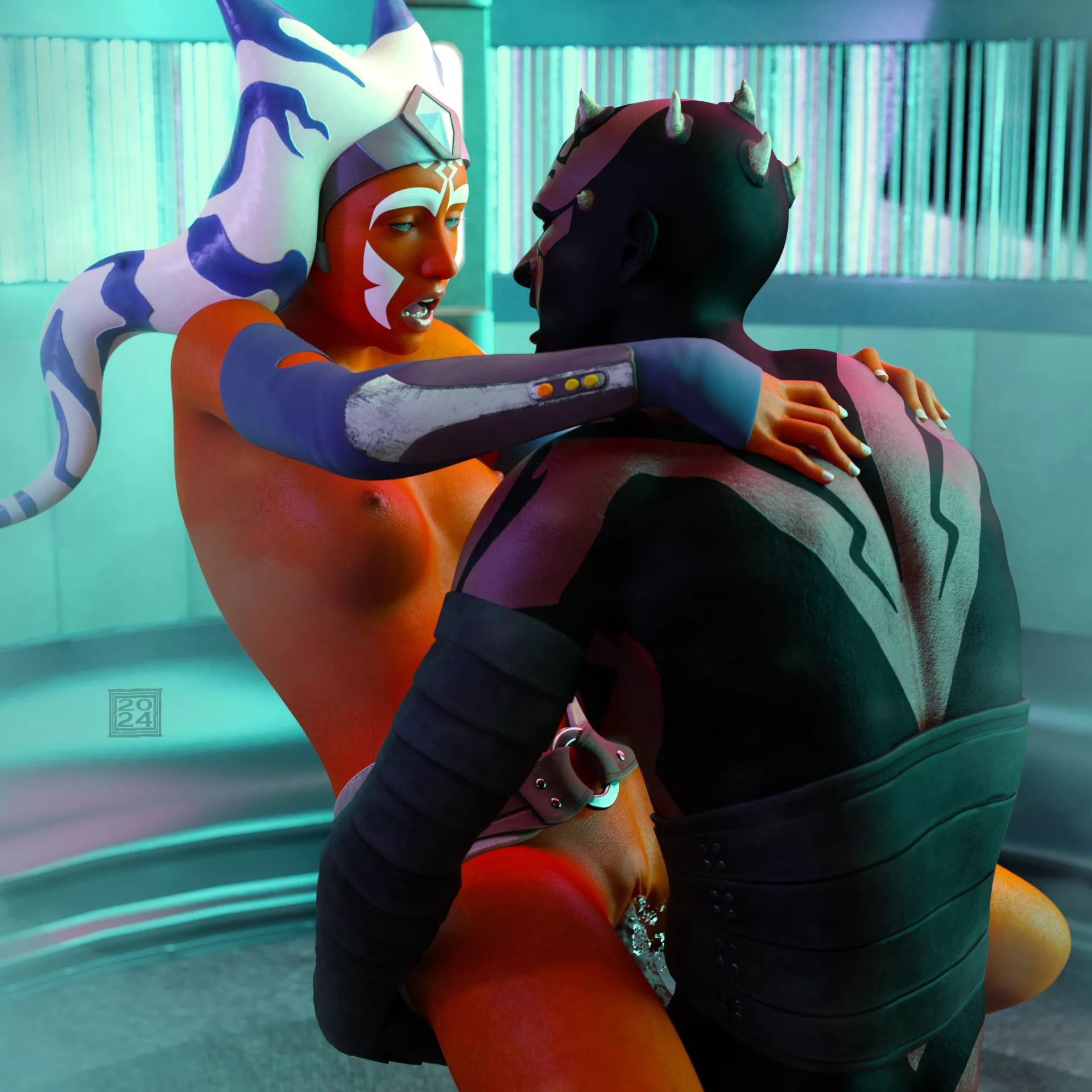 Ahsoka caught in the elevator by Maul (spiceoflife_69)