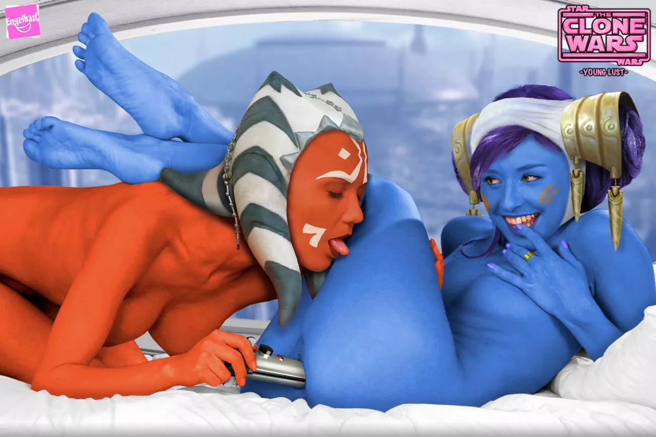 Ahsoka Tano and Riyo Chuchi - Are you sure lightsabers are supposed to go there? [engelhast]