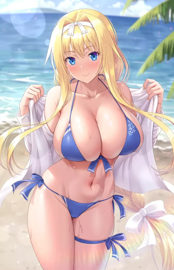 Alice On The Beach In Her Swimsuit 