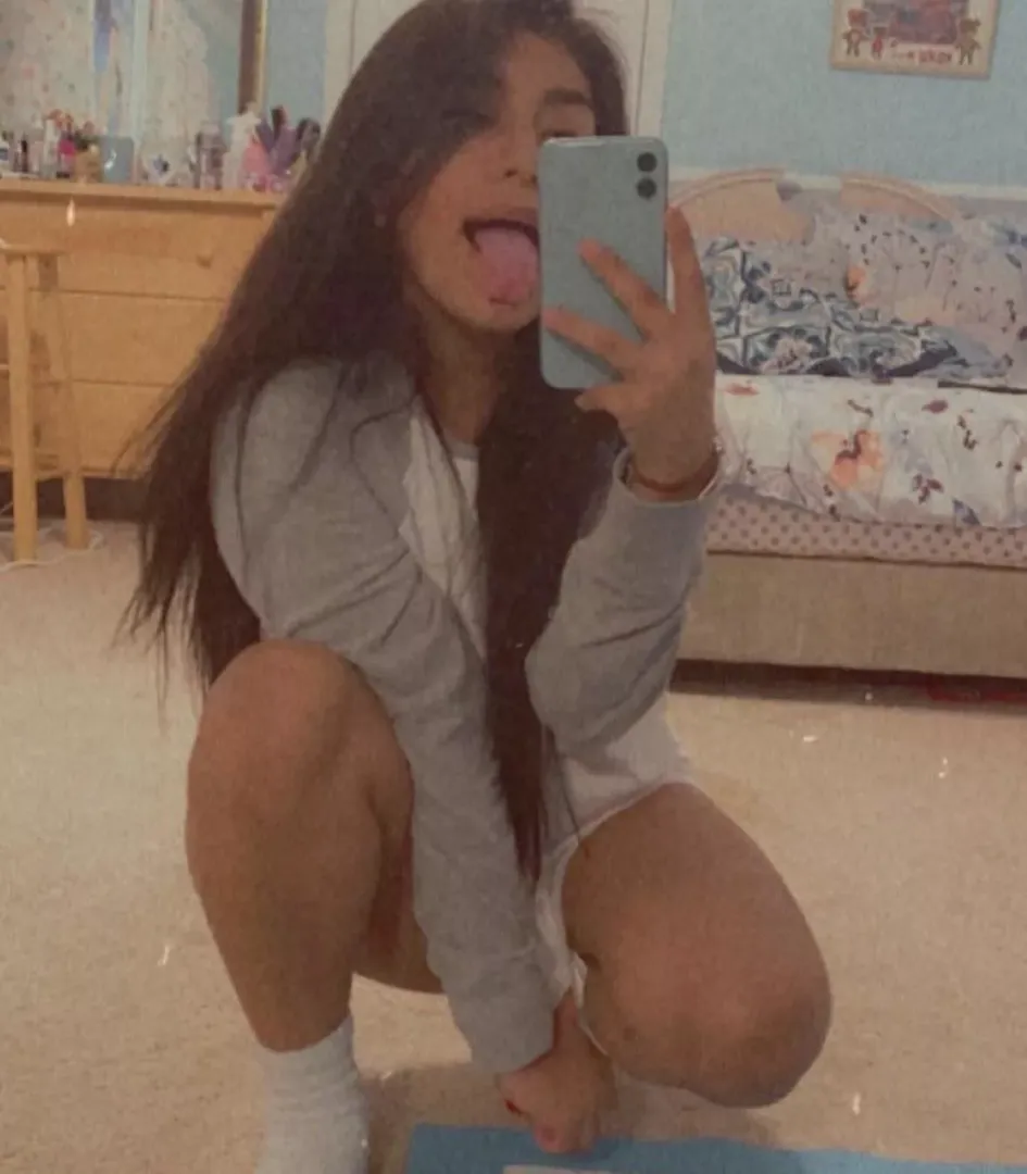 Alone in my room w my tongue out n my panties off…