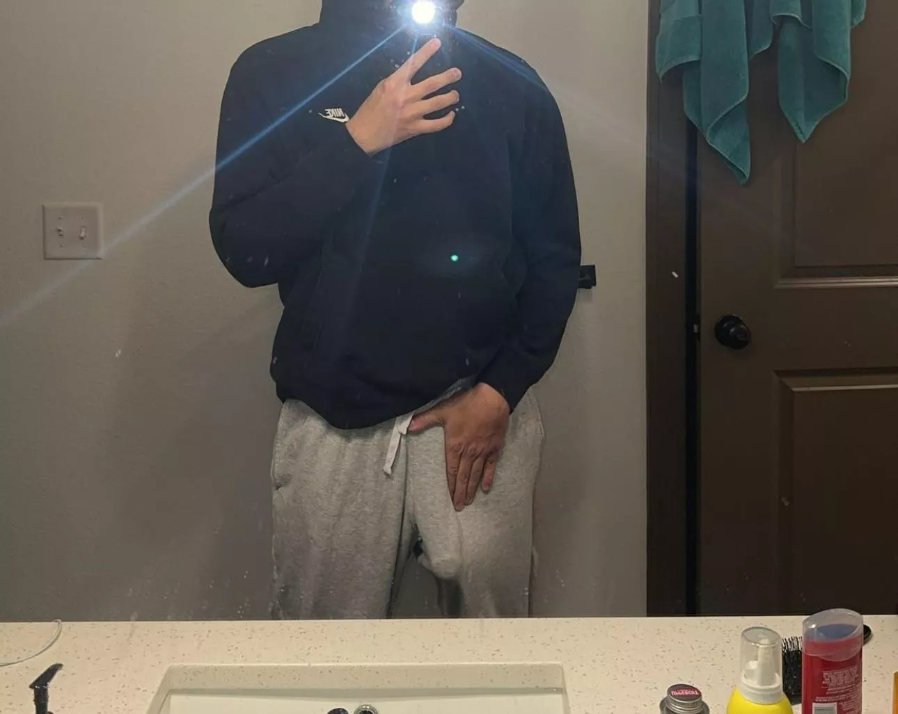 Always a problem wearing grey sweats