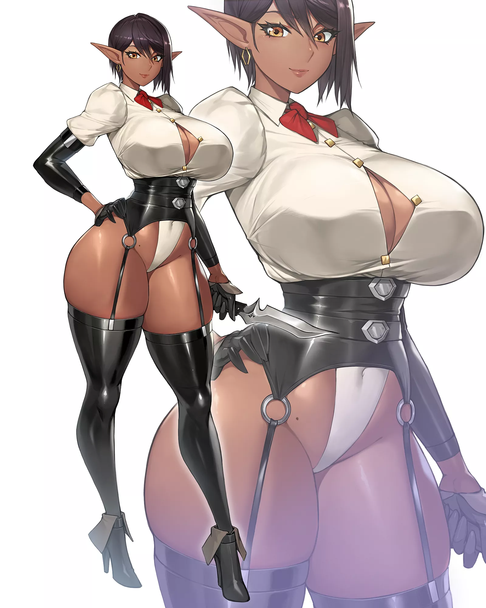 Amber Eyed Lewd Body Leotard Wearing Dark Elf (gurimjang ) [Original]