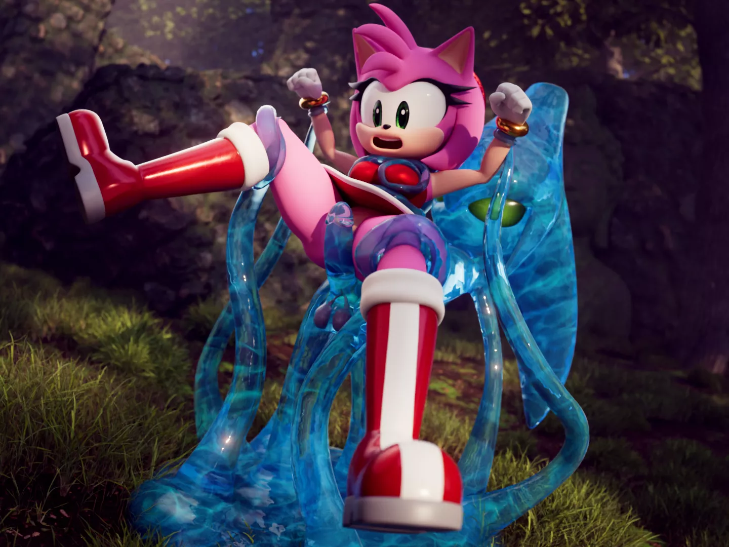 Amy encounters Chaos (Artist:GanonDork