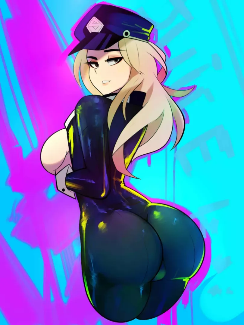 an officer shows off her assets (PostBlue98)