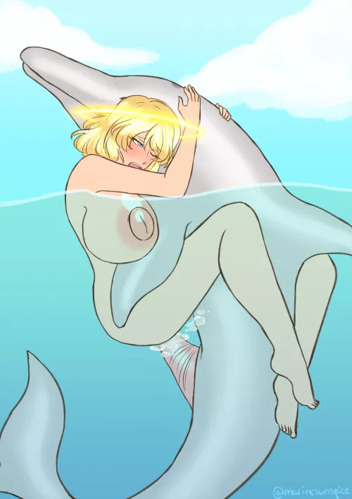 Angel girl swimming (and fucking) with dolphin(s) (marinesunspice)