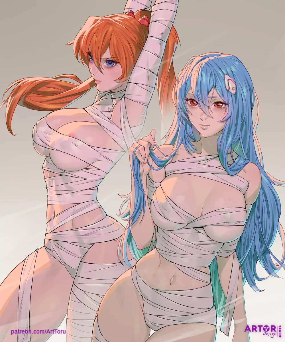 asuka & rei (arttoru) [neon genesis evangelion]