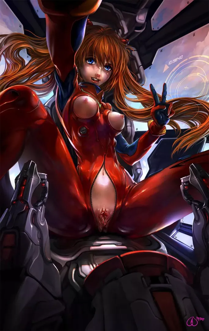 Asuka takes a selfie in the Eva [Neon Genesis Evangelion] (ohayou girls)