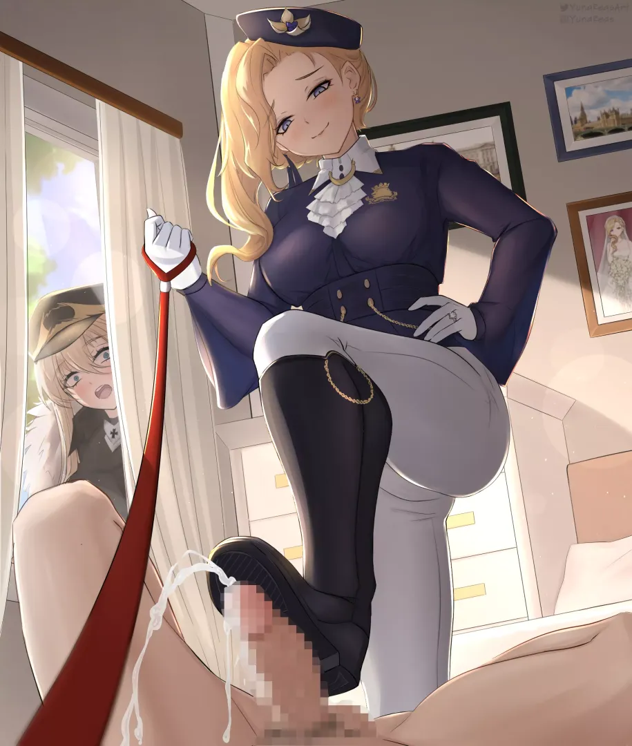 At the end of her leash