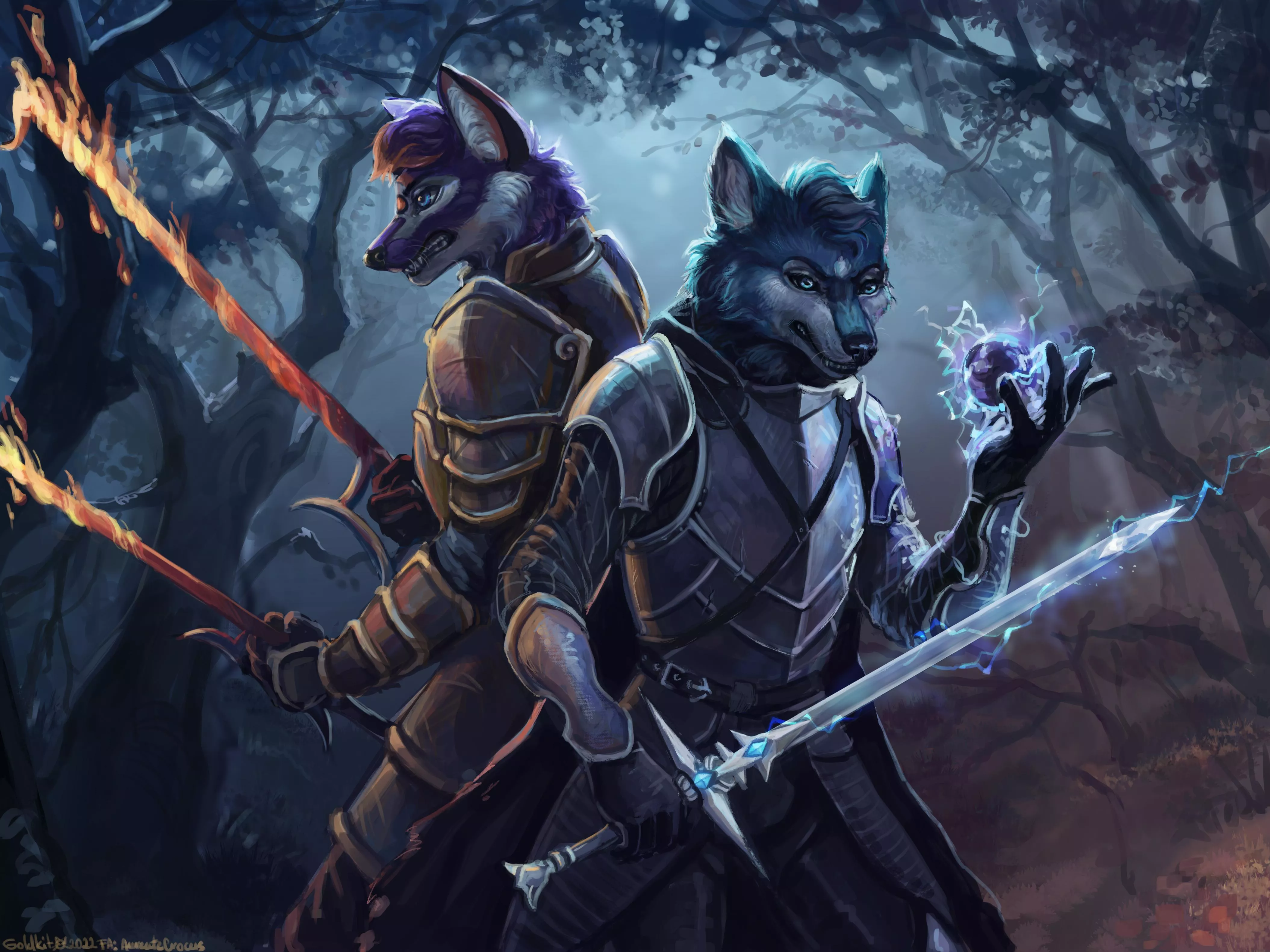 Back to back [art by me, chars: HextheFlame, BladeOmori]