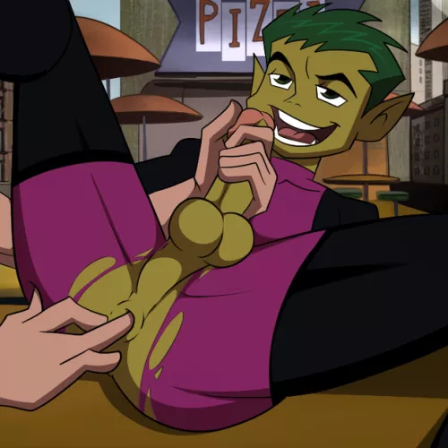 Beast Boy getting his hole played with (Iyumiblue)