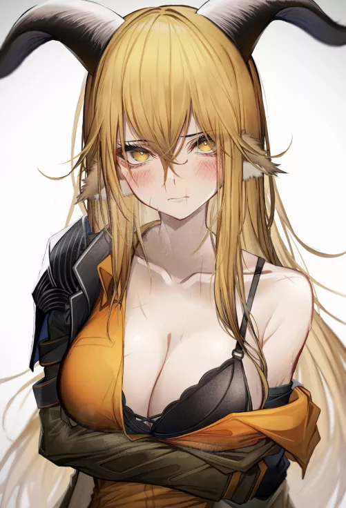 Beauty showing her breasts.