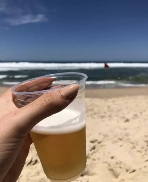 Beer and the beach, it goes very well together.
