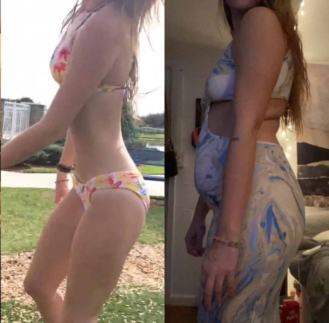 Before and after 35lb packed on 😮‍💨
