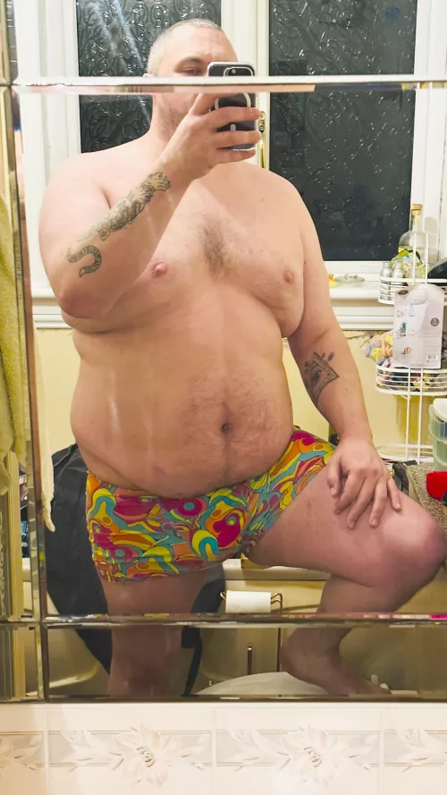 Before heading for a shower. Leg up because it’s a small bathroom 🤣