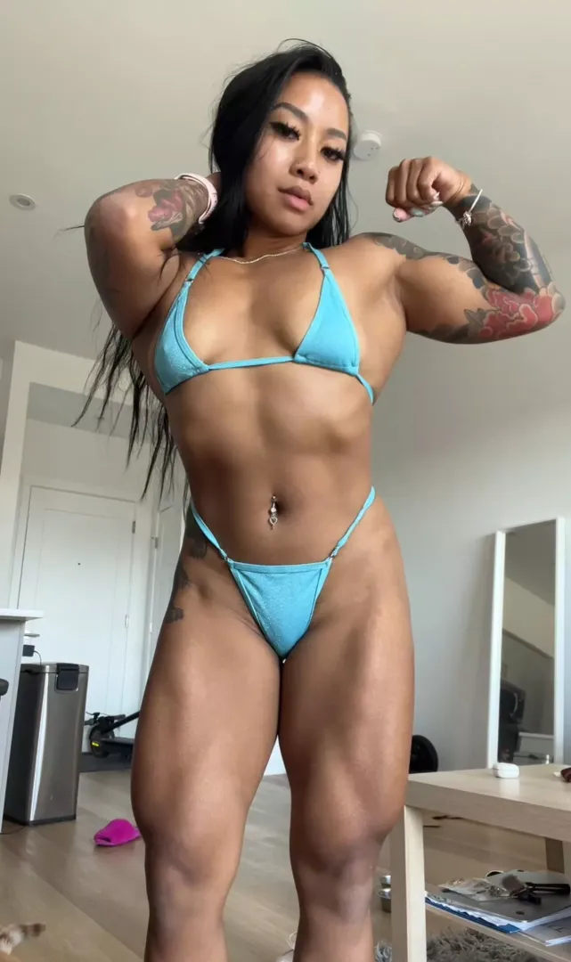 Big biceps, small bikini ;) 