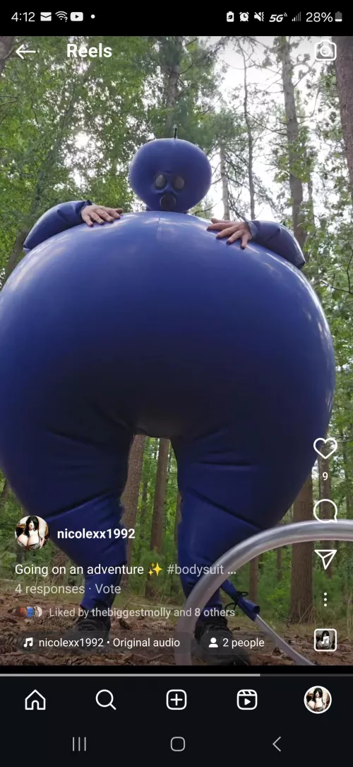 Big latex suit body inflation outside 