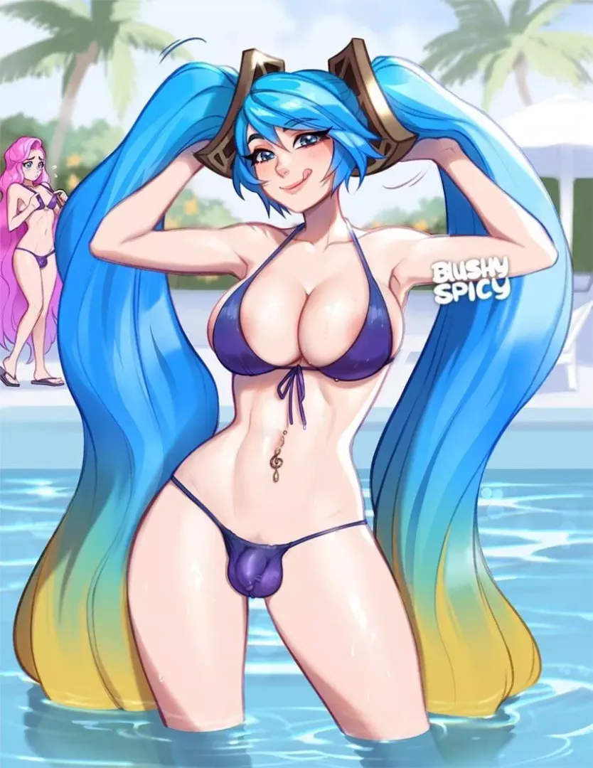 Bikini barely containing everything