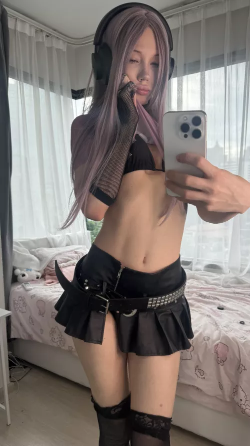 bikini with leather skirt 