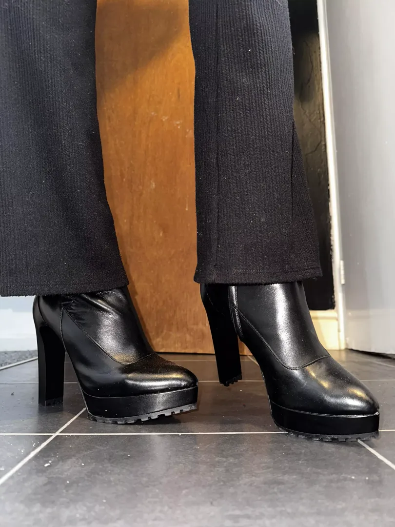 Black boots.