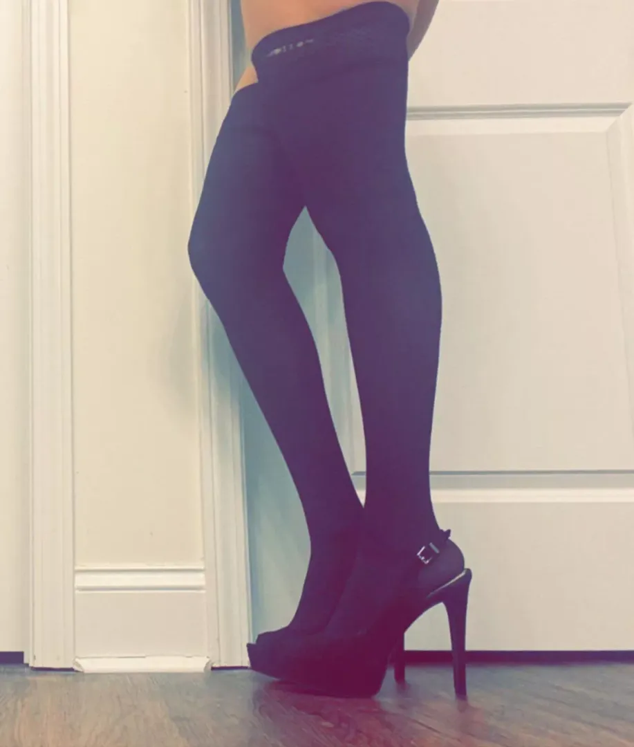 Black heels with stockings