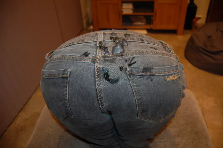 Black jeans get cum