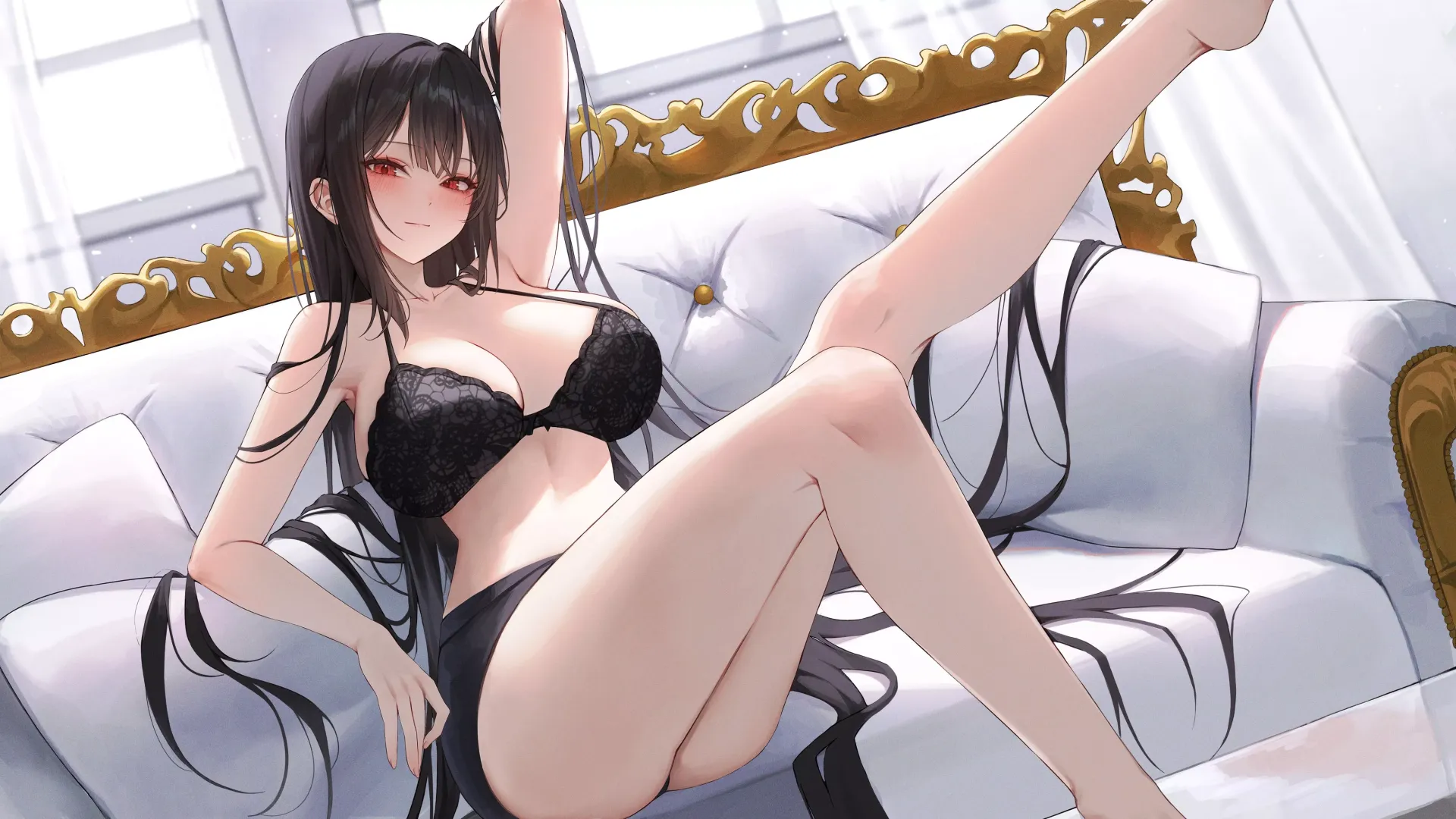 Black Lingerie, White Couch