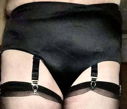 Black panty bulge