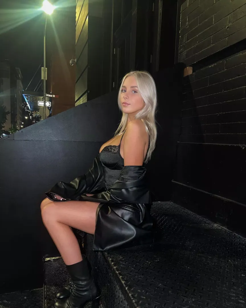 Blonde in black