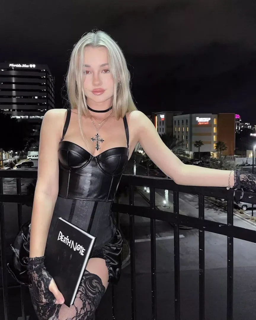 Blonde in black