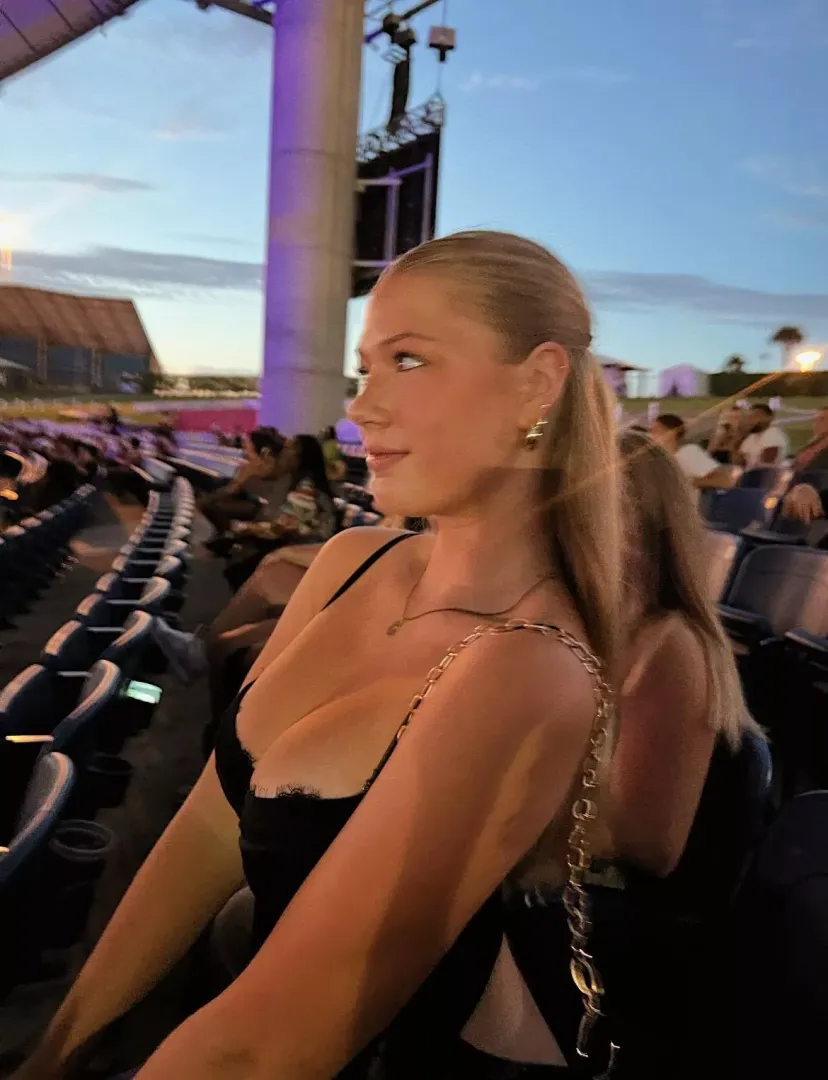 Blonde in black