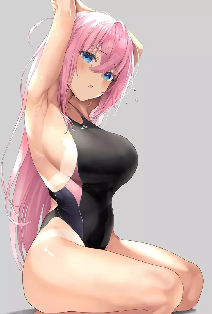 Bocchi Stretching In Her Swimsuit (Bocchi The Rock)