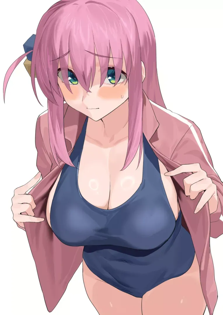 Bocchi's Breasts Overflowing Her School Swimsuit (Bocchi The Rock)