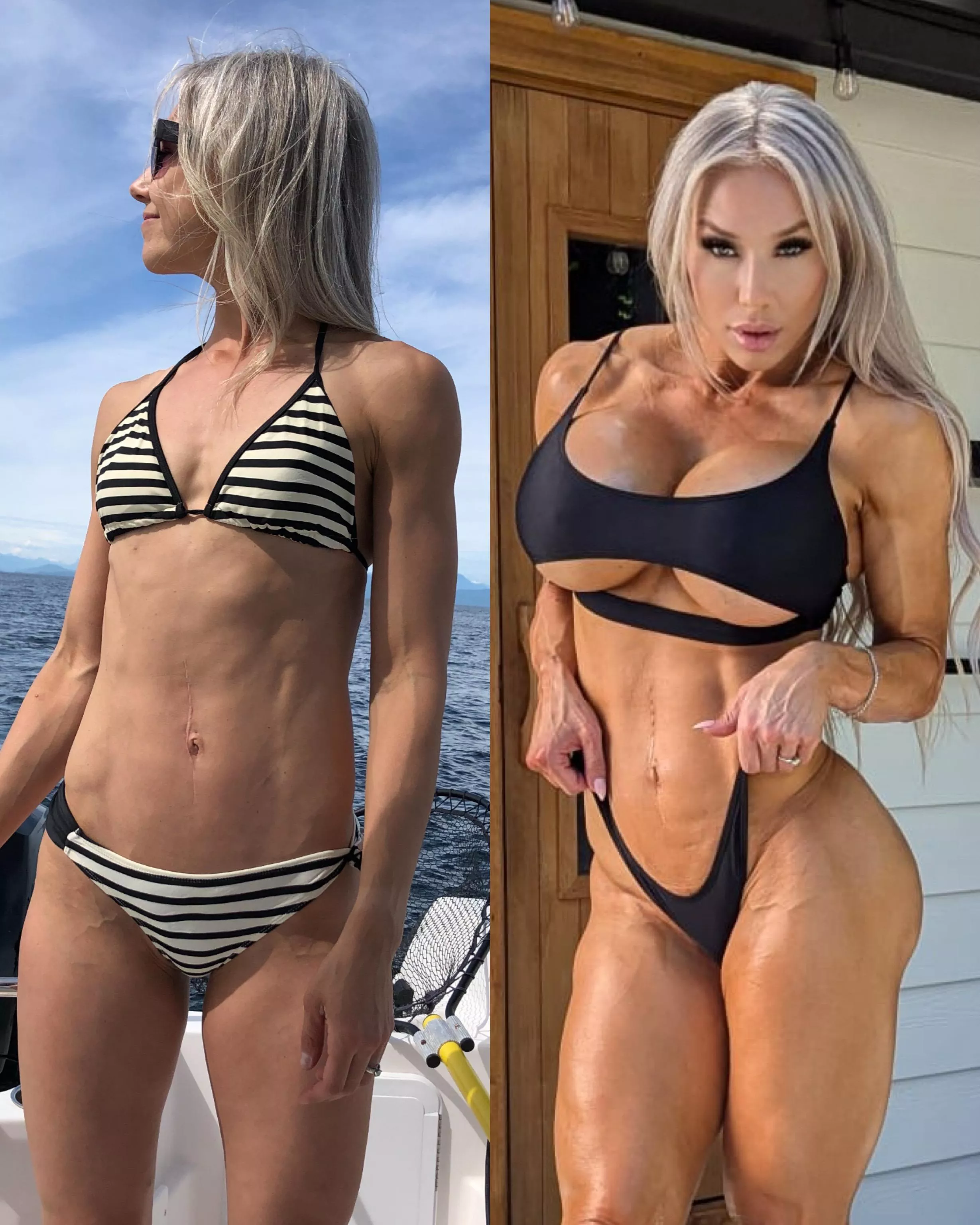 Bodybuilding Bombshell Bimbo - Before & After